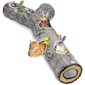 Cat Tunnel for Indoor Cats, Tree Trunk 3 Ways Collapsible Cat Tubes, 5 Holes